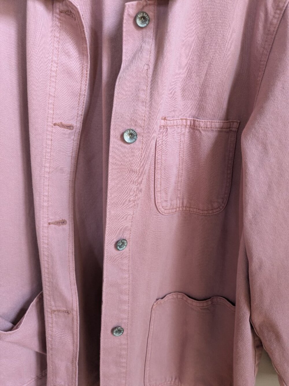 old navy chore barn utility denim jacket pink dusty rose size XL #430 - Picture 4 of 6